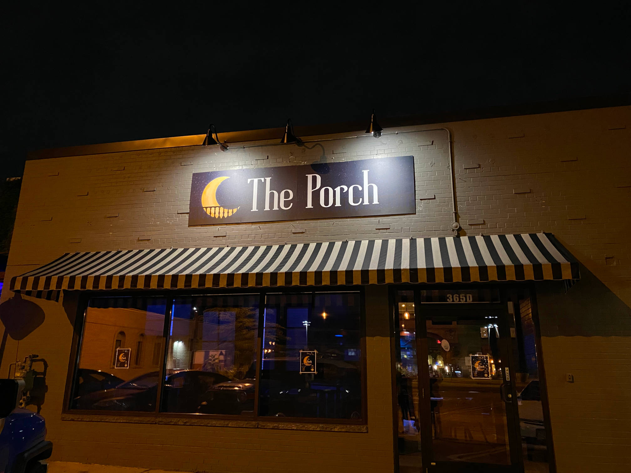 An exterior photograph of The Porch Bar